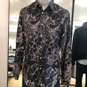 Miu Miu Men’s black and purple polyester Hawaiian